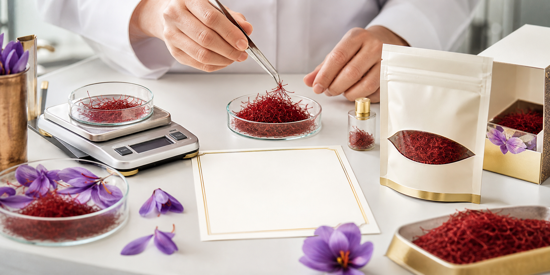 Saffron quality control and premium export packaging